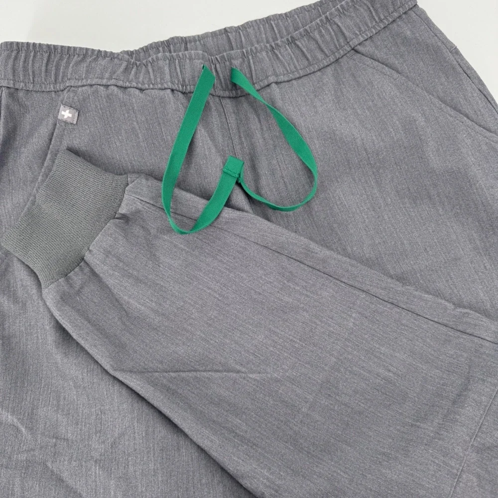 FIGS Zamora Jogger Scrub Pants Men Small Heather Gray MXXSW2004 Green Drawstring